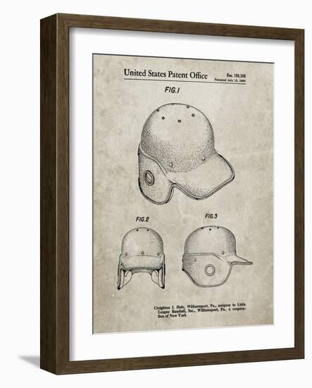 PP716-Sandstone Baseball Helmet Patent Poster-Cole Borders-Framed Giclee Print