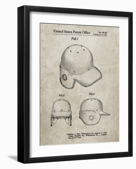 PP716-Sandstone Baseball Helmet Patent Poster-Cole Borders-Framed Giclee Print