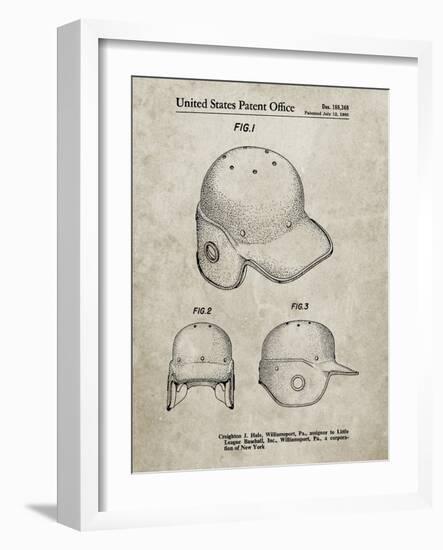 PP716-Sandstone Baseball Helmet Patent Poster-Cole Borders-Framed Giclee Print