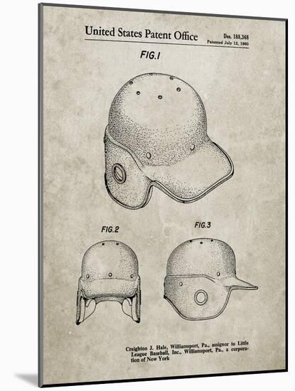 PP716-Sandstone Baseball Helmet Patent Poster-Cole Borders-Mounted Giclee Print