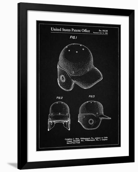 PP716-Vintage Black Baseball Helmet Patent Poster-Cole Borders-Framed Giclee Print