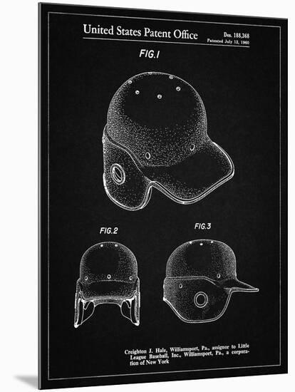 PP716-Vintage Black Baseball Helmet Patent Poster-Cole Borders-Mounted Giclee Print