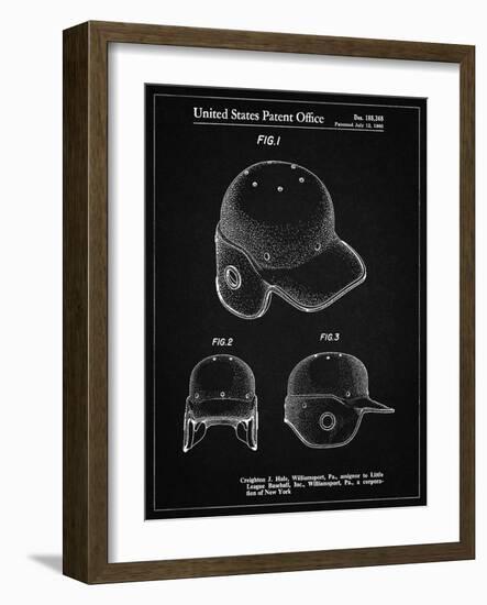 PP716-Vintage Black Baseball Helmet Patent Poster-Cole Borders-Framed Giclee Print