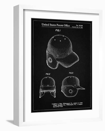 PP716-Vintage Black Baseball Helmet Patent Poster-Cole Borders-Framed Giclee Print