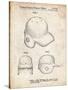 PP716-Vintage Parchment Baseball Helmet Patent Poster-Cole Borders-Stretched Canvas