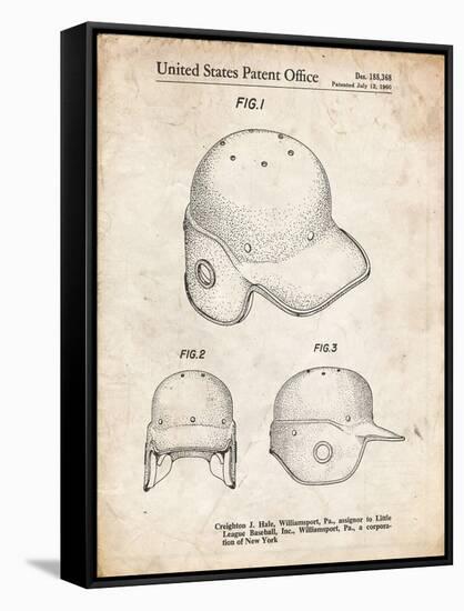 PP716-Vintage Parchment Baseball Helmet Patent Poster-Cole Borders-Framed Stretched Canvas