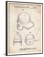 PP716-Vintage Parchment Baseball Helmet Patent Poster-Cole Borders-Framed Premium Giclee Print