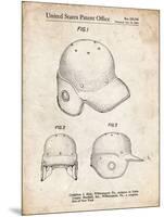 PP716-Vintage Parchment Baseball Helmet Patent Poster-Cole Borders-Mounted Premium Giclee Print