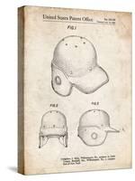 PP716-Vintage Parchment Baseball Helmet Patent Poster-Cole Borders-Stretched Canvas