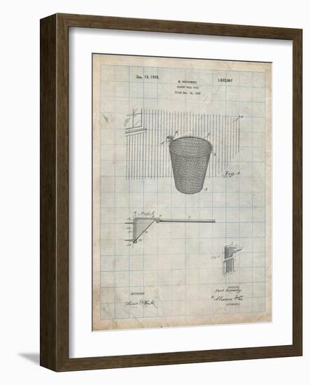 PP717-Antique Grid Parchment Basketball Goal Patent Poster-Cole Borders-Framed Premium Giclee Print