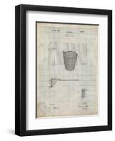 PP717-Antique Grid Parchment Basketball Goal Patent Poster-Cole Borders-Framed Giclee Print