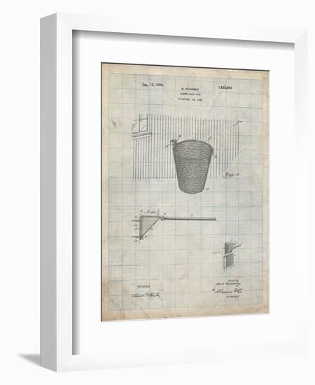 PP717-Antique Grid Parchment Basketball Goal Patent Poster-Cole Borders-Framed Giclee Print