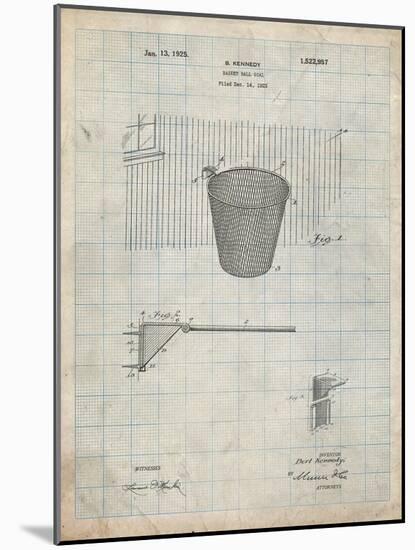 PP717-Antique Grid Parchment Basketball Goal Patent Poster-Cole Borders-Mounted Giclee Print