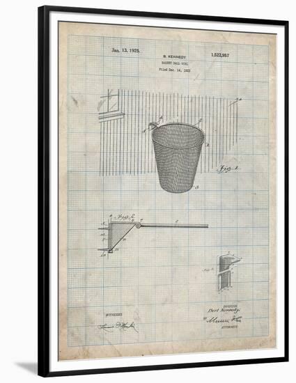 PP717-Antique Grid Parchment Basketball Goal Patent Poster-Cole Borders-Framed Premium Giclee Print