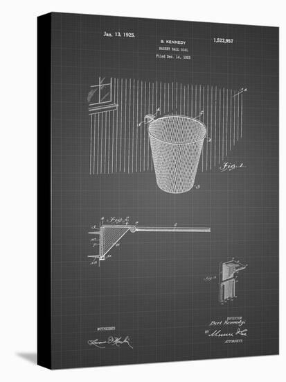 PP717-Black Grid Basketball Goal Patent Poster-Cole Borders-Stretched Canvas