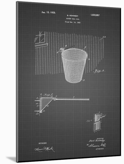 PP717-Black Grid Basketball Goal Patent Poster-Cole Borders-Mounted Giclee Print