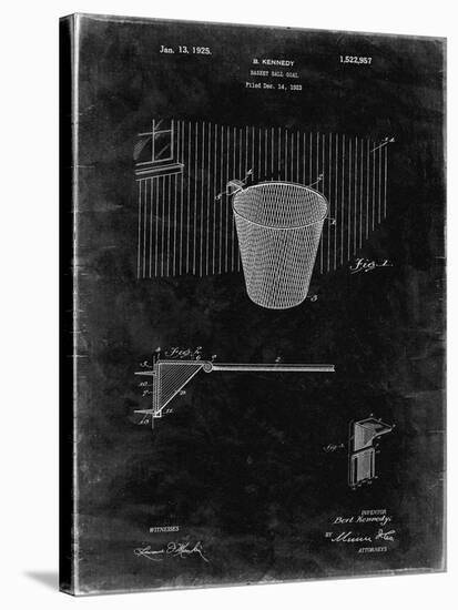 PP717-Black Grunge Basketball Goal Patent Poster-Cole Borders-Stretched Canvas