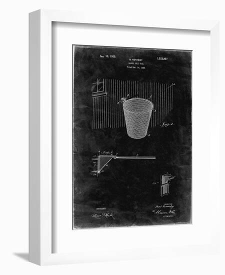 PP717-Black Grunge Basketball Goal Patent Poster-Cole Borders-Framed Giclee Print