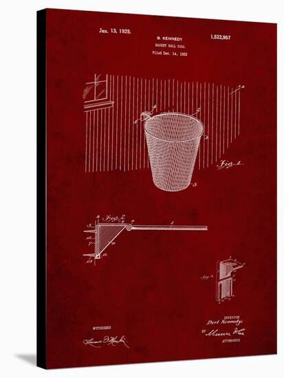 PP717-Burgundy Basketball Goal Patent Poster-Cole Borders-Stretched Canvas