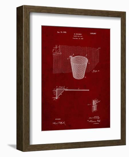 PP717-Burgundy Basketball Goal Patent Poster-Cole Borders-Framed Giclee Print