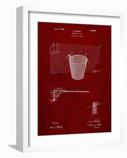 PP717-Burgundy Basketball Goal Patent Poster-Cole Borders-Framed Giclee Print