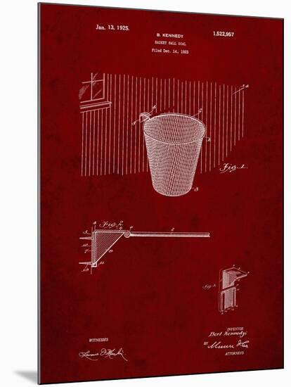 PP717-Burgundy Basketball Goal Patent Poster-Cole Borders-Mounted Giclee Print