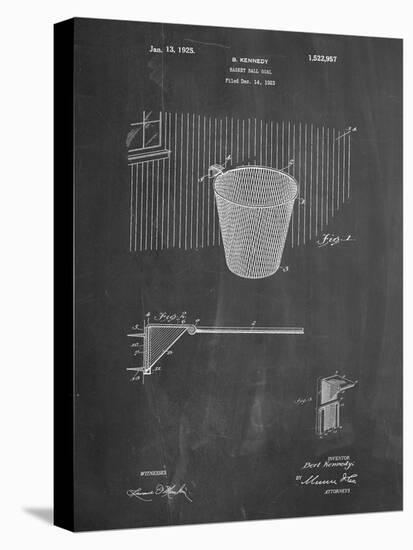 PP717-Chalkboard Basketball Goal Patent Poster-Cole Borders-Stretched Canvas