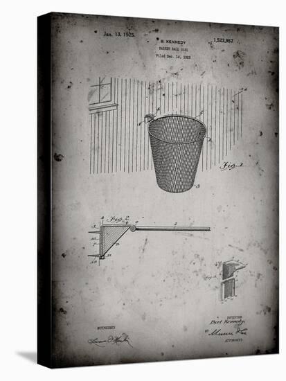 PP717-Faded Grey Basketball Goal Patent Poster-Cole Borders-Stretched Canvas
