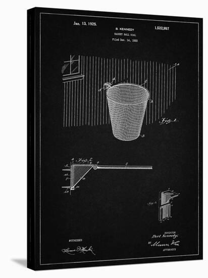 PP717-Vintage Black Basketball Goal Patent Poster-Cole Borders-Stretched Canvas