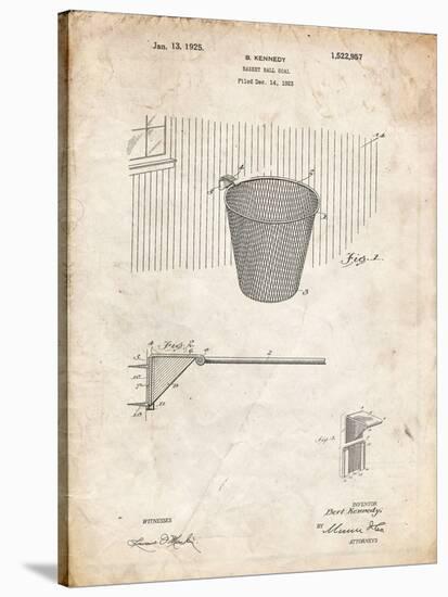 PP717-Vintage Parchment Basketball Goal Patent Poster-Cole Borders-Stretched Canvas