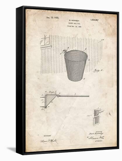 PP717-Vintage Parchment Basketball Goal Patent Poster-Cole Borders-Framed Stretched Canvas