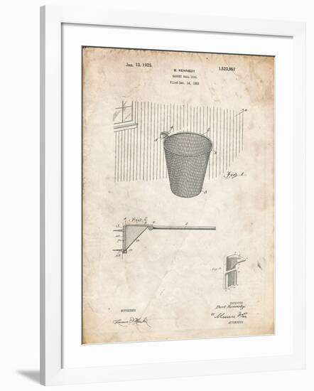 PP717-Vintage Parchment Basketball Goal Patent Poster-Cole Borders-Framed Giclee Print