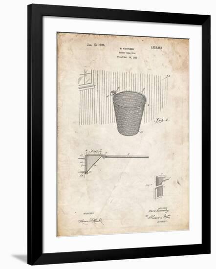 PP717-Vintage Parchment Basketball Goal Patent Poster-Cole Borders-Framed Giclee Print