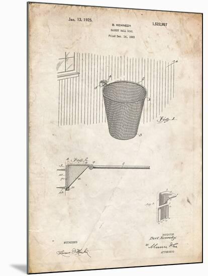 PP717-Vintage Parchment Basketball Goal Patent Poster-Cole Borders-Mounted Giclee Print