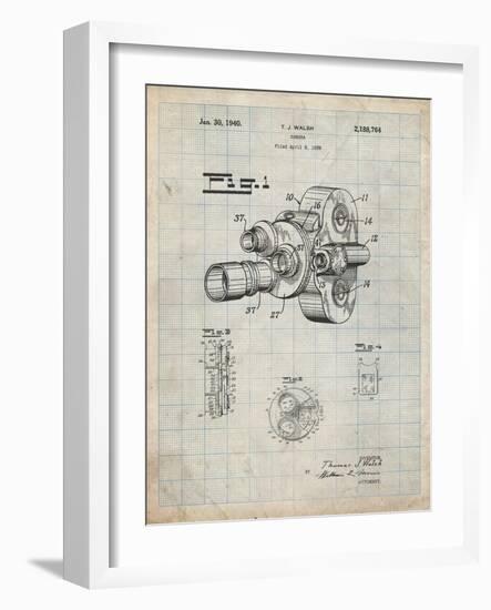 PP72-Antique Grid Parchment Bell and Howell Color Filter Camera Patent Poster-Cole Borders-Framed Giclee Print