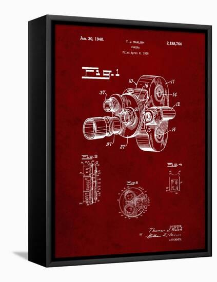 PP72-Burgundy Bell and Howell Color Filter Camera Patent Poster-Cole Borders-Framed Stretched Canvas