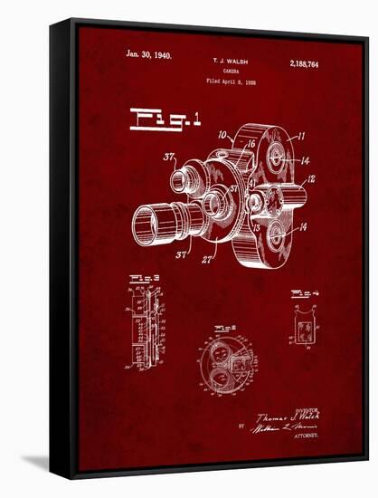 PP72-Burgundy Bell and Howell Color Filter Camera Patent Poster-Cole Borders-Framed Stretched Canvas