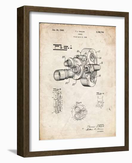 PP72-Vintage Parchment Bell and Howell Color Filter Camera Patent Poster-Cole Borders-Framed Giclee Print