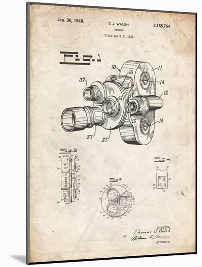 PP72-Vintage Parchment Bell and Howell Color Filter Camera Patent Poster-Cole Borders-Mounted Giclee Print