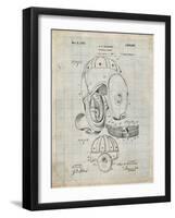 PP73-Antique Grid Parchment Football Leather Helmet 1927 Patent Poster-Cole Borders-Framed Giclee Print