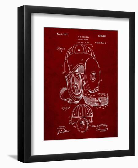 PP73-Burgundy Football Leather Helmet 1927 Patent Poster-Cole Borders-Framed Giclee Print