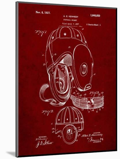 PP73-Burgundy Football Leather Helmet 1927 Patent Poster-Cole Borders-Mounted Giclee Print