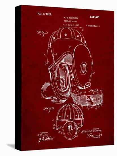 PP73-Burgundy Football Leather Helmet 1927 Patent Poster-Cole Borders-Stretched Canvas