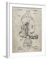 PP73-Sandstone Football Leather Helmet 1927 Patent Poster-Cole Borders-Framed Giclee Print