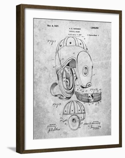 PP73-Slate Football Leather Helmet 1927 Patent Poster-Cole Borders-Framed Giclee Print