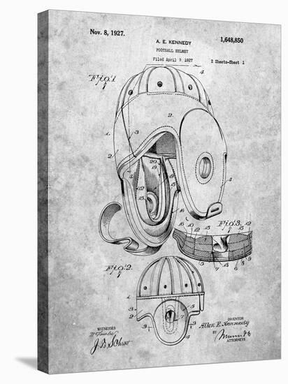 PP73-Slate Football Leather Helmet 1927 Patent Poster-Cole Borders-Stretched Canvas