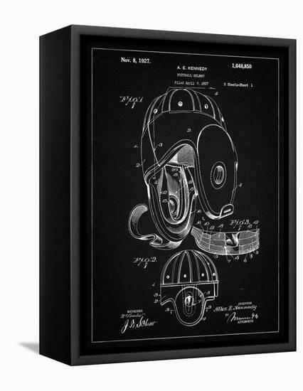 PP73-Vintage Black Football Leather Helmet 1927 Patent Poster-Cole Borders-Framed Stretched Canvas