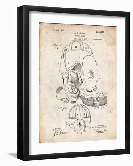 PP73-Vintage Parchment Football Leather Helmet 1927 Patent Poster-Cole Borders-Framed Giclee Print