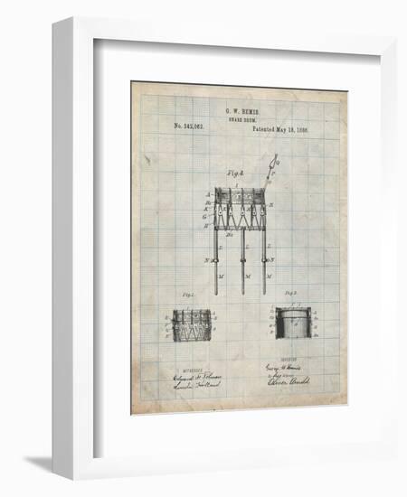 PP732-Antique Grid Parchment Bemis Marching Snare Drum and Stand Patent Poster-Cole Borders-Framed Giclee Print