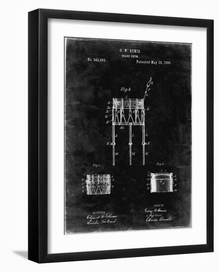 PP732-Black Grunge Bemis Marching Snare Drum and Stand Patent Poster-Cole Borders-Framed Giclee Print